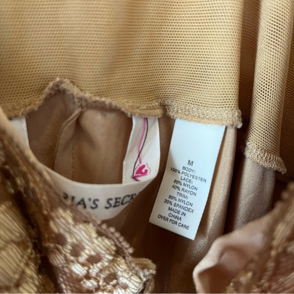 Vintage Victoria’s Secret Gold Satin Slip Dress M | Lace Bust Coquette Y2K - Picture 4 of 13